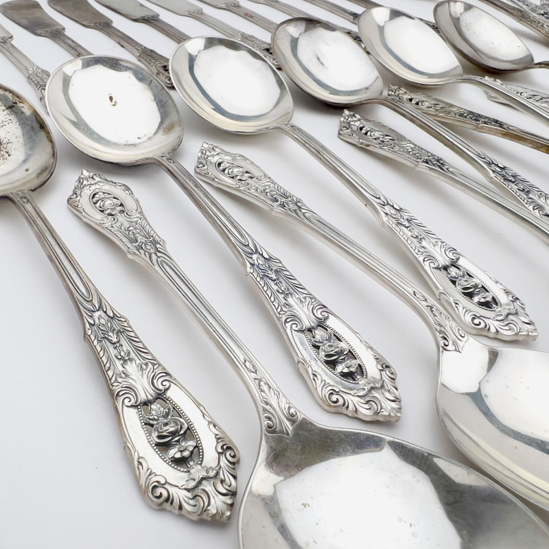Wallace - Partial "Rose Point" Sterling Silver Flatware Set