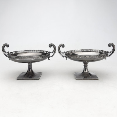 Image for Lot Theodore B. Starr - Pair of American Sterling Silver Reticulated Footed Tazzas