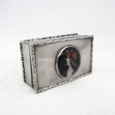 Image for Lot An Edwardian Enamel Pained Silver Portrait Trinket Box