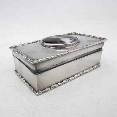 An Edwardian Enamel Pained Silver Portrait Trinket Box