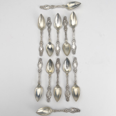 Image for Lot C.D. Peacock - Twelve American Sterling Silver Grapefruit Spoons
