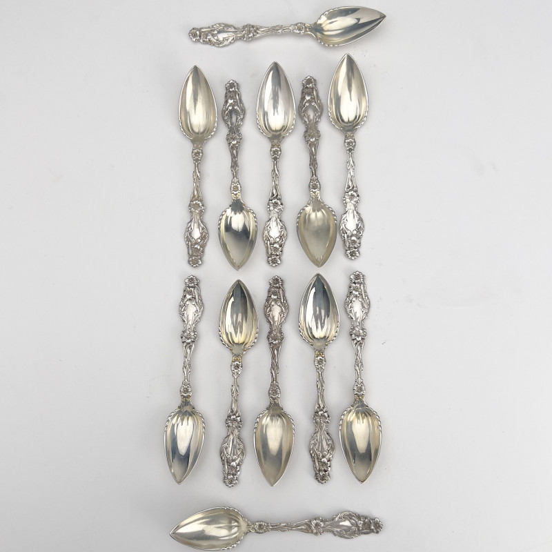 C.D. Peacock - Twelve American Sterling Silver Grapefruit Spoons