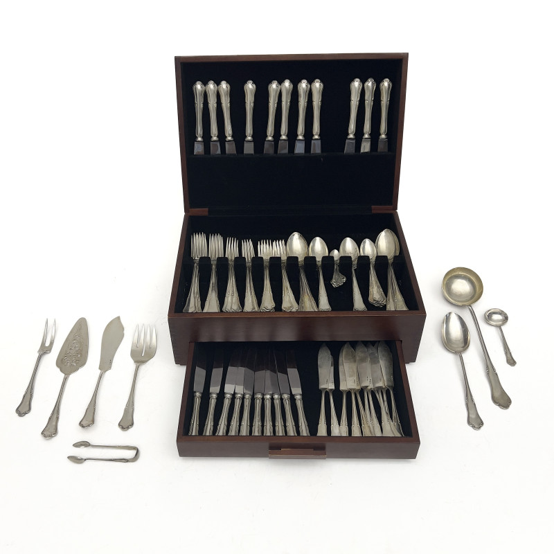 An Extensive Austrian 800 Continental Silver Flatware Service