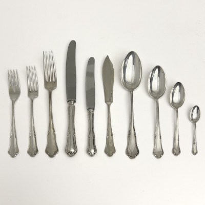 An Extensive Austrian 800 Continental Silver Flatware Service