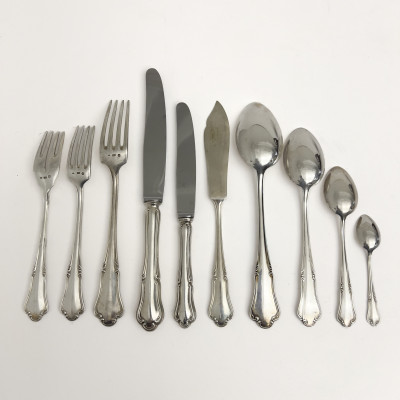 An Extensive Austrian 800 Continental Silver Flatware Service