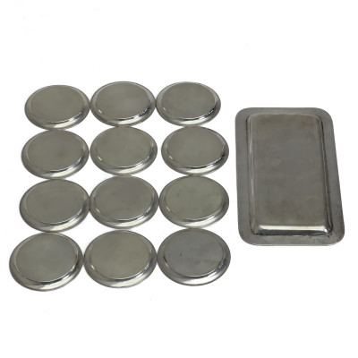An Argentine Sterling Silver Twelve-Piece Coaster Set with Tray