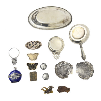 Mixed Sterling Silver and Metalware Vanity and Tableware Collection