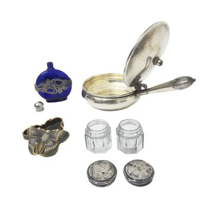Mixed Sterling Silver and Metalware Vanity and Tableware Collection