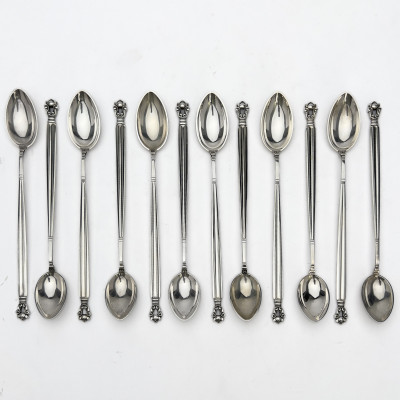 Image for Lot Georg Jensen - 12 iced tea spoons in Acorn pattern