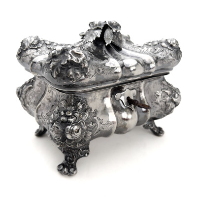 Image for Lot An Austrian Rococo Revival Silver Tea Caddy