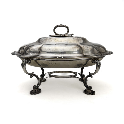 Image for Lot A Victorian Sterling Silver Covered Chafing Dish on Stand, John Samuel Hunt for Hunt & Roskell