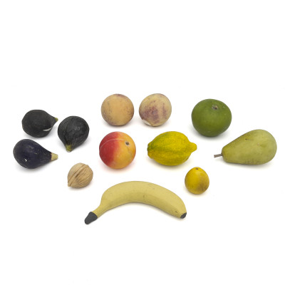 Image for Lot Group of Carved and Polychrome Painted Alabaster Fruit
