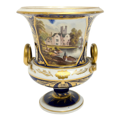 Image for Lot Bloor Derby - A Porcelain Two-Handled Binham Abbey Urn