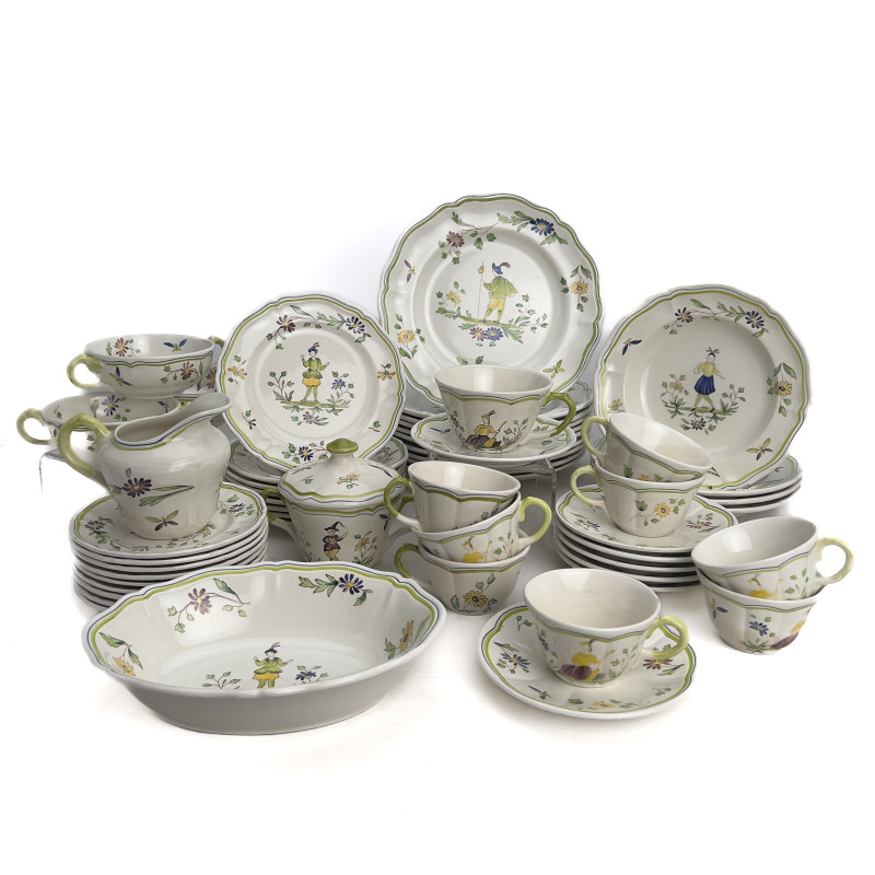 A French Moustiers Faience Partially Assembled Dinner Service (50+ Pieces)