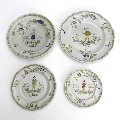 A French Moustiers Faience Partially Assembled Dinner Service (50+ Pieces)