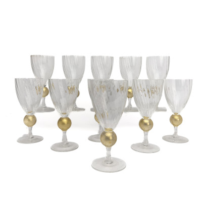 Image for Lot Union Street Glass - Set of Eleven Manhattan Collection Hand-Blown Crystal Water Goblets by Guy Corrie
