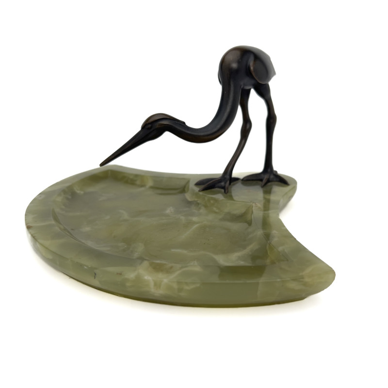 Austrian Bronze and Green Onyx Vide-Poche