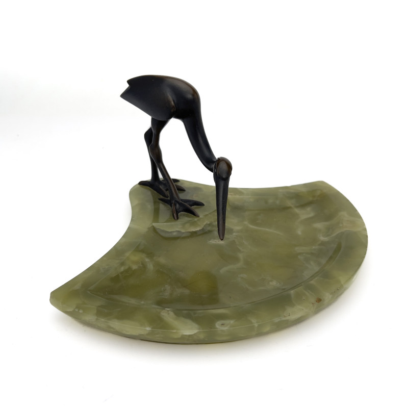 Austrian Bronze and Green Onyx Vide-Poche