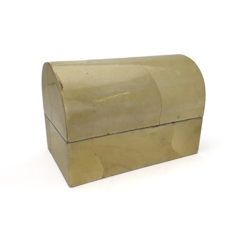 A Patchwork Goatskin Dome-Top Casket