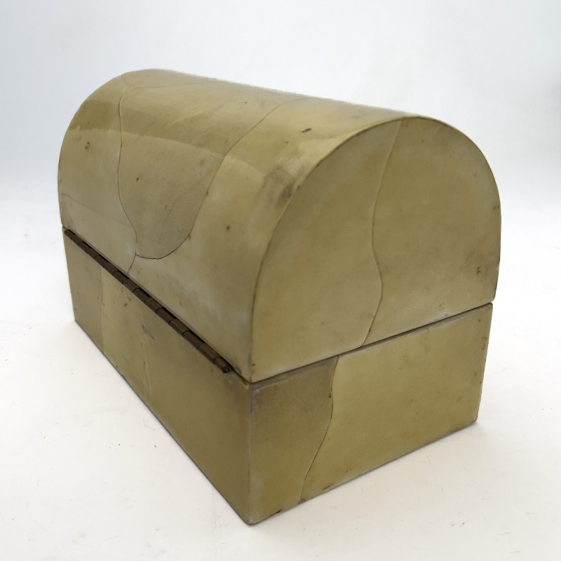 A Patchwork Goatskin Dome-Top Casket