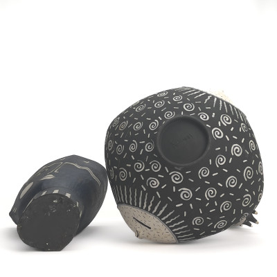 Contemporary Black and White Ceramic Figural Vessels,