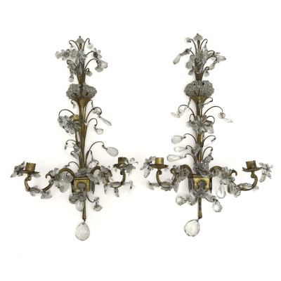 Image for Lot A Pair of Louis XV Style Gilt-Bronze and Crystal Wall Sconces