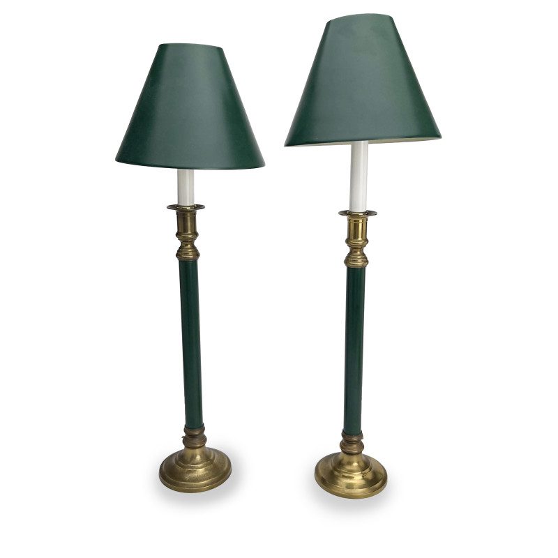 Pair of Schneider Crystal Lamps and Two Neoclassical Lamps