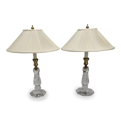 Pair of Schneider Crystal Lamps and Two Neoclassical Lamps