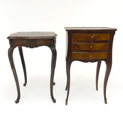 Image for Lot A Late Nineteenth-Century Marquetry Nightstand and a Twentieth-Century Accent Table, Louis XV Style