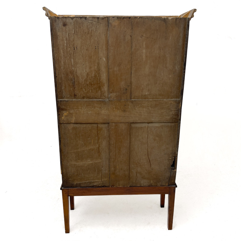 An Antique Country Pine Wardrobe Cupboard on Stand