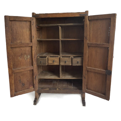 An Antique Argentine Provincial Carved Cedar Cupboard