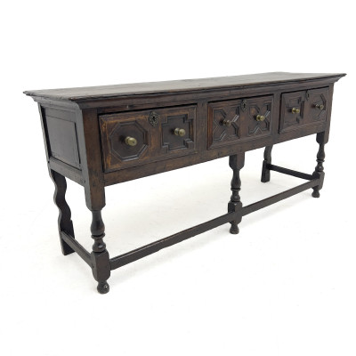 Image for Lot An Antique Jacobean Style Molded Oak Dresser Base
