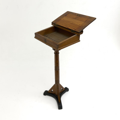 An Antique Fruitwood Library Staircase and Oak Lectern