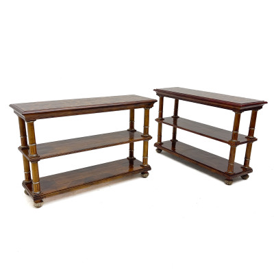 Image for Lot A Pair of Regency Style Parquetry-Top Inlaid Mahogany Étagères