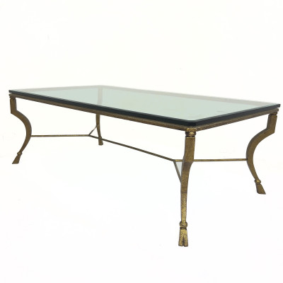 Image for Lot Neoclassical Style Cast Brass and Beveled Glass Coffee Table