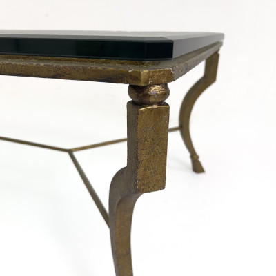 Neoclassical Style Cast Brass and Beveled Glass Coffee Table
