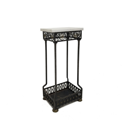 Image for Lot Art Deco Style Wrought Iron and Brass Pedestal Plant Stand