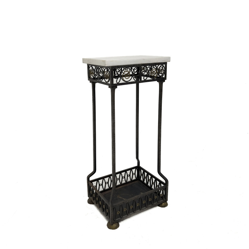 Art Deco Style Wrought Iron and Brass Pedestal Plant Stand