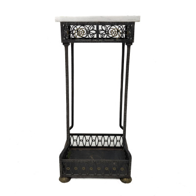 Art Deco Style Wrought Iron and Brass Pedestal Plant Stand