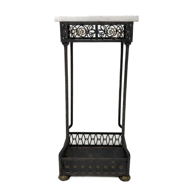 Art Deco Style Wrought Iron and Brass Pedestal Plant Stand