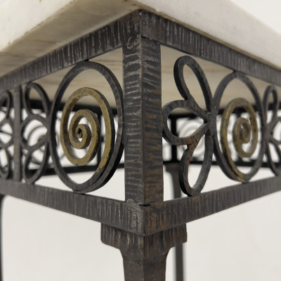 Art Deco Style Wrought Iron and Brass Pedestal Plant Stand