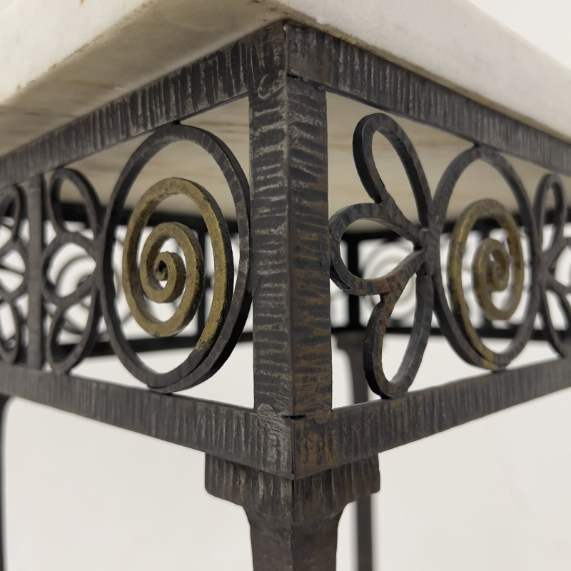 Art Deco Style Wrought Iron and Brass Pedestal Plant Stand