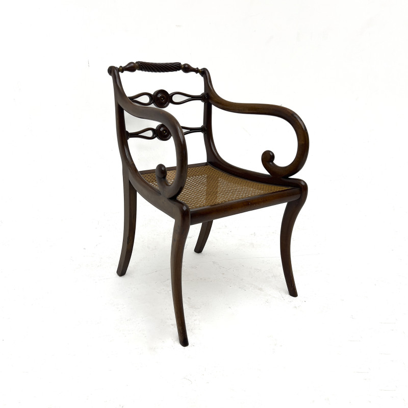 Suite of Eight Regency Style Carved Hardwood Dining Chairs