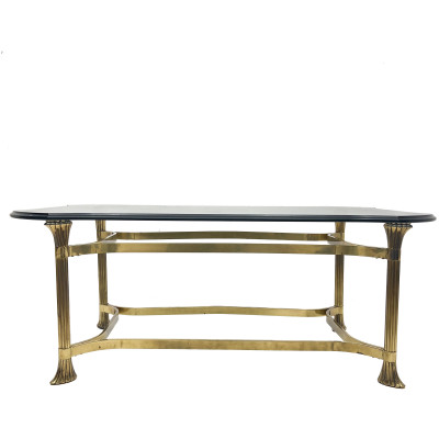 Hollywood Regency Brass-Plated Coffee Table