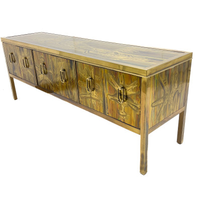An Acid-Etched Brass and Credenza - Bernard Rohne for Mastercraft