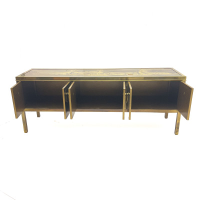 An Acid-Etched Brass and Credenza - Bernard Rohne for Mastercraft