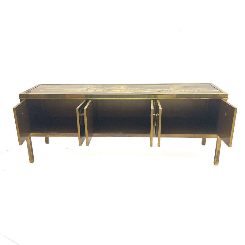 An Acid-Etched Brass and Credenza - Bernard Rohne for Mastercraft