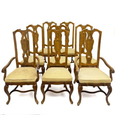 Image for Lot Set of Eight Queen Anne Style Chinoiserie Dining Chairs, Drexel Heritage