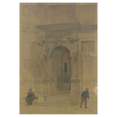 Image for Lot William Parrott - Entrance to the Palazzo Durazzo, Genoa