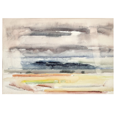 Image for Lot Victor Higgins - Lowland and Sky and verso, Untitled (adobe and cypresses)